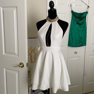 JEWELED NECK Halter DRESS